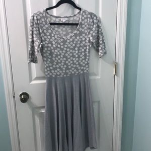 Lularoe Nicole Dress gray polka dotted size ca